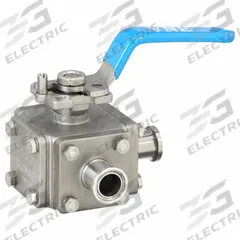 VNE Manual Three-Way Ball Valve: 1/2 in, 316 Stainless Steel, L Flow, 1,000 psi Max. Pressure (CWP) (MPN EG93CCC-6.5). Key specifications — Brand: VNE; Inlet Connection Entry: Side; Average Surface Roughness (Ra): 20 micron; Handle: Locking Lever.