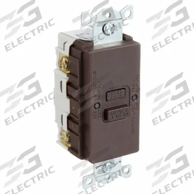 HUBBELL Receptacle: Brown, 125V AC, 20 A, Auto Reset Type, 2 Pole - Blank Face GFCI Devices