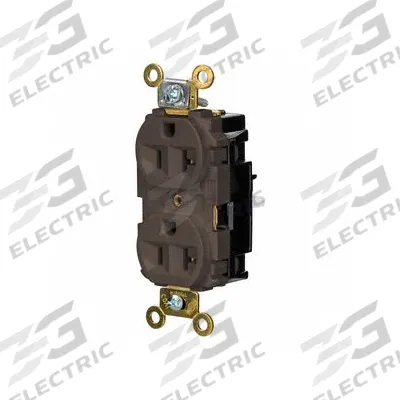HUBBELL Receptacle: Duplex, 5-20, Brown, 125V AC, 20 A, 2 Pole / 3 Wire (MPN HBL5362ST) - General Purpose Receptacles
