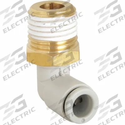 SMC Push-Fit Elbow Fitting: 8 mm OD x 1/8 in Pipe Size, Push-to-Connect x BSPT - Polybutylene & Brass Tube Fittings