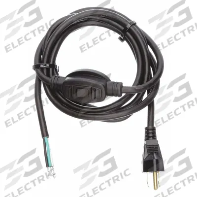 APPROVED VENDOR Power Cord: 10 ft Lg, 3/16, 5-15P Plug, Bare Wire Receptacle, SJT, PVC - General Purpose Power Cords with On/Off Switch