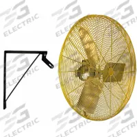 HESSAIRE Mounted Fan: 24 in Blade Dia, 115V AC, 1/3 hp Motor HP, Wall Mount, Non-Oscillating, Arm (MPN 24WY2). Key specifications — Brand: HESSAIRE; Voltage: 115V AC; Number of Speeds: 2; Fan Mounting Location: Wall; Oscillation: Non-Oscillating; Mounting Type: Arm.