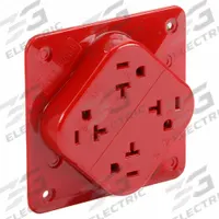 HUBBELL Receptacle: Hospital Grade Fed. Spec., Quad, 5-20R, Red, 125V AC, 20 A, 2 Pole / 3 Wire (MPN HBL420HR)