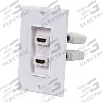 MONOPRICE Audio/Video Wall Plate: 1 Gang, 2 Port, With HDMI, White (MPN 7332). Key specifications — Brand: MONOPRICE; Material: Plastic; Color: White; Compatible Connector Type: HDMI; Outlet Orientation: Vertical; Module Style: Flat.