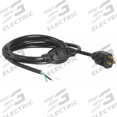 APPROVED VENDOR Power Cord: 8 ft Lg, 3/14, 5-15P Plug, Bare Wire Receptacle, SJT, PVC - General Purpose Power Cords with On/Off Switch