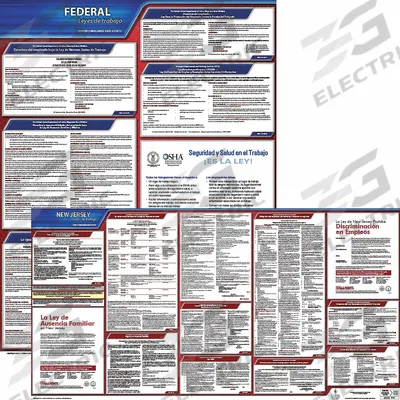 JJ KELLER Labor Law Poster: NJ, Spanish, Plastic, 26 in x 20 in - State & Federal Labor Law Poster Sets