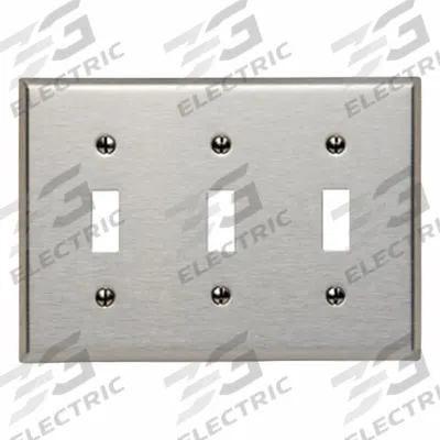 LEVITON Wall Plate: Toggle, 3 Gang, Silver - General Purpose Wall Plates