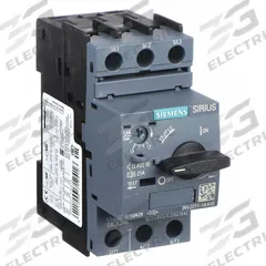 SIEMENS Manual Motor Starter: Non-Reversing, 3 Poles, 1.6 A, Thermal Protection, Selector Switch (MPN 3RV20111AA10). Key specifications — Maximum Voltage Rating: 690V AC; Brand: SIEMENS; Thermal Units Required: None (Starter Includes Integrated Thermal Units); Frame Size (Width): S00.