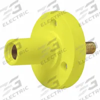 Single Pole Receptacle: Yellow, Straight Taper Nose Mating, Threaded Stud Termination, 150 A (MPN 15R22-UY). Key specifications — Series: 15; Receptacle Gender: Female; Brand: LEVITON.