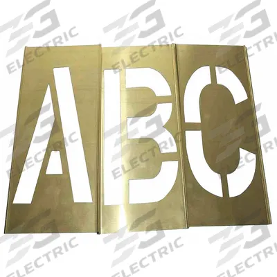 APPROVED VENDOR Stencil Set: A to Z/Punctuation, 4 in Character Ht, Brass - Brass Interlocking Stencil Sets