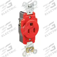 LEVITON Receptacle: Single, 5-15, Red, 125V AC, 15 A, 2 Pole / 3 Wire (MPN 5261-R)