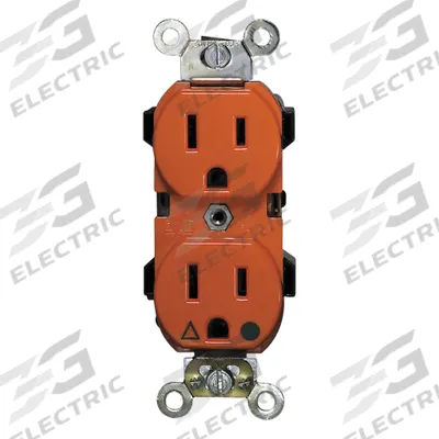 LEVITON Receptacle: Duplex, 5-20, Orange, 125V AC, 20 A, 2 Pole / 3 Wire (MPN 5362-IG) - General Purpose Receptacles