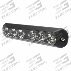 ECCO Warning Light: Perimeter Flashing Warning Light, White, 5/8 in Overall Wd, 1 3/8 in Overall Ht (MPN ED3705C). Key specifications — Operating Voltage: 12-24V DC; Number of Flash Patterns: 30; Includes: Black Bezel; Electrical Connection: Blunt Cut Wires; Mount Type: Bolt; Brand: ECCO; Shape: Rectangular.