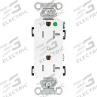 BRYANT Receptacle: Hospital Grade Fed. Spec., Duplex, 5-20R, White, 125V AC, 20 A, 2 Pole / 3 Wire (MPN 8300HBWTR)