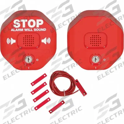 SAFETY TECHNOLOGY INTERNATIONAL Exit Door Alarm: 9 V DC, Key Lock, Red, Polycarbonate - Standard Door Alarms
