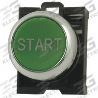 EATON Extended Push Button: Green, 22 mm Mounting Size, Metallic, Momentary (MPN M22M-DH-G-GB1). Key specifications — Brand: EATON; Action: Momentary; Legend: I; Series: M22; Push Button Material Type: Metallic.