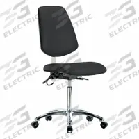 ESD Task Chair: Vinyl, Armless, Ht Range 21 1/2 in to 29 in, 18 1/2 in Seat Wd, 17 in Seat Dp, Black (MPN BR-ESD-VMBCH-MB-CR-T0-A0-NF-EC-ESDBLK). Key specifications — Foot Support: No; Back Tilt Backward: 13.5°; Back Tilt Forward: 10.5°; Base Material: Aluminum; Brand: APPROVED VENDOR; Product Type: ESD Task Chair; ESD-Safe: ESD-Safe.