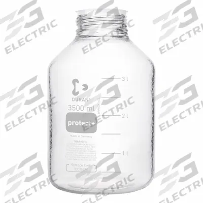 DURAN Narrow Mouth Round Glass Bottles - Safety Coated: 3.5 L, 80 mm, Colorless - Safety Coated Wide Mouth Round Glass Lab Bottles