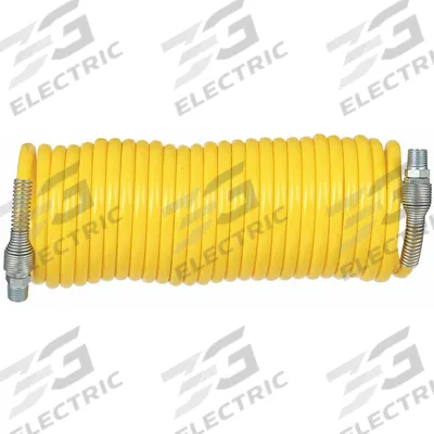GUARDAIR Coiled Air Hose: 1/4 in Hose Inside Dia., Yellow, Brass x Brass, MNPT x MNPT - Nylon Coiled Air Hose Assemblies with Nylon Cover