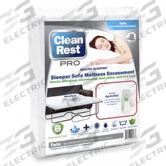 CLEANREST Mattress/Box Spring Protector: Twin, 72 in Overall Lg, 38 in Overall Wd, White, Waterproof (MPN 845168005838). Key specifications — Brand: CLEANREST; Cover Material: Polyester; Mattress Pad Material: Polyester Blend; Fabric Weight/Thread Count: 3.39 oz; Compatible Bed Height: 7 in.