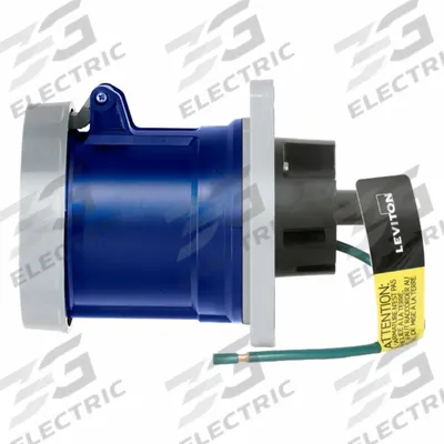 LEVITON Pin and Sleeve Receptacle: Blue, 250V AC, Single Phase, 60 A, 2 Pole, 3 Wire - Washdown-Rated Receptacles