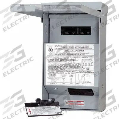 EATON Air Conditioning Disconnect Switch: Non-Fusible, 60 A, Single Phase, 240V AC - Non-Fusible Disconnect Switches with GFCI Receptacles