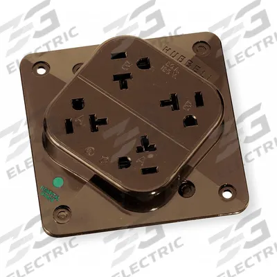 HUBBELL Receptacle: Hospital Grade Fed. Spec., Quad, 5-20R, Brown, 125V AC, 20 A - General Purpose Receptacles