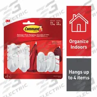 COMMAND Hook: 3 lb Wt Capacity, 1 Points per Hook, White, 3 5/32 in Overall Ht, 4 PK (MPN 17081-2VPES). Key specifications — Brand: COMMAND; Color: White.
