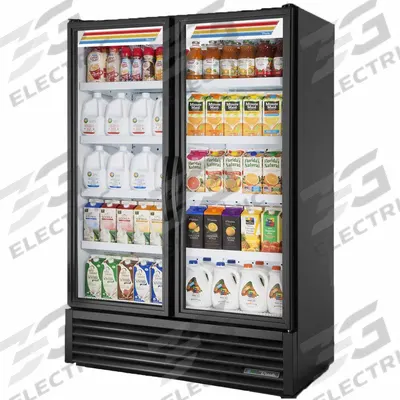 TRUE REFRIGERATION Refrigerated Merchandiser: 79 in x 53 7/8 in x 30 3/8 in, Black, Swing - Glass Door Refrigerator Merchandisers
