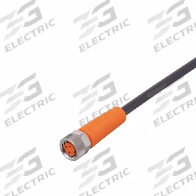 IFM Cordset: M8 Female Straight X Bare Wire, 3 Pins, Black, PUR, 5 m Cable Lg - Single-Ended Cordsets with PUR Jacket for Twisting Applications