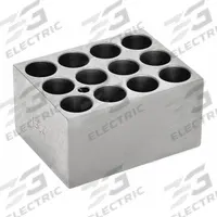 OHAUS Modular Block: Anodized Aluminum, 3 in Overall Wd, 3 3/4 in Overall Lg, 12 Wells (MPN 30400185). Key specifications — Product Type: Dry Bath Block; Includes Thermometer Well: Yes; Material: Anodized Aluminum; Brand: OHAUS.