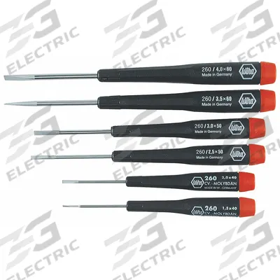 WIHA Precision Screwdriver Set: 1-10 Pieces, 6 Pieces, Slotted Tip - Precision Screwdriver Sets