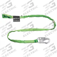MILLER BY PIP Shock-Absorbing Lanyard: Tubular Webbing, Steel Snap Hook, Polyester Web Loop, 1 Legs (MPN 233TWLS-Z7/6FTGN). Key specifications — Brand: MILLER BY PIP; Color: Green; Visual Load Indicator: Yes; Shock-Absorbing Lanyard Material: Polyester.