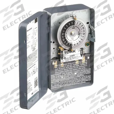 TORK Electromechanical Timer: 24 hr, 208-277V AC, DPST - Electromechanical Timer Switches