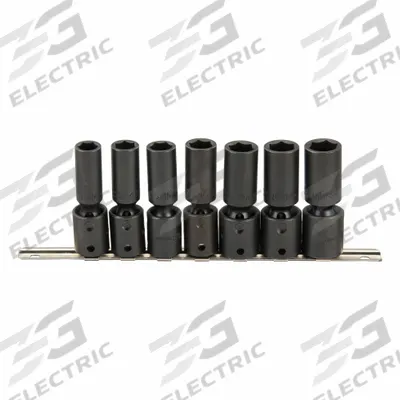 PROTO Impact Socket Set: 1/2 in Drive Size, 7 Pieces, 13 mm to 19 mm Socket Size Range - Metric Flex Impact Socket Sets