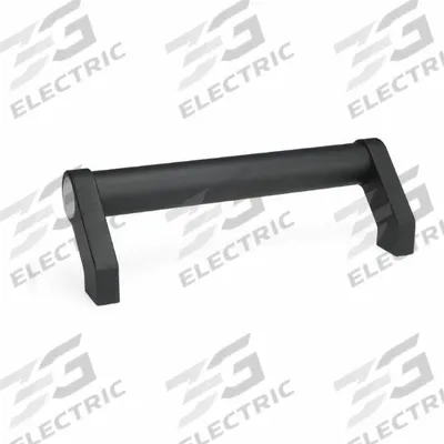 JW WINCO Pull Handle: Threaded Holes, Aluminum, Black - Load-Rated Angled-Leg Tubular Pull Handles