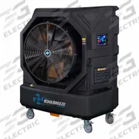 KWIKOOL Portable Evaporative Cooler: 4,350 sq ft – 2,368 sq ft, 5-15P, 110V AC, 14,714 cfm Airflow (MPN KB145L1). Key specifications — attr1152013: Variable; attr1151993: KWIKOOL.