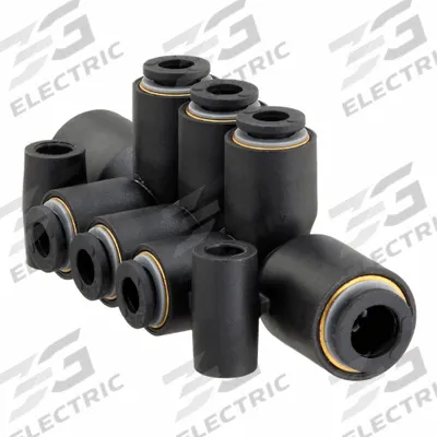 LEGRIS Push-Fit Tee Fitting: 8 mm OD x 6 mm OD x 6 mm OD Size, Polymer, 73 mm Overall Lg - Nylon & Nickel-Plated Brass Tube Fittings