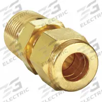 PARKER Compression Fitting Adapter: 3/8 in OD x 3/8 in Pipe Size, Compression x MNPT, Brass (MPN 6MSC6N-B). Key specifications — Compatible Fitting Brands: Parker A-LOK; Brand: PARKER.