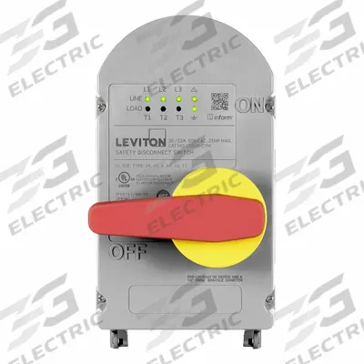 LEVITON Disconnect Switch: Non-Fusible, 30 A, Single or Three Phase, 600V AC - Non-Fusible Safety Switches