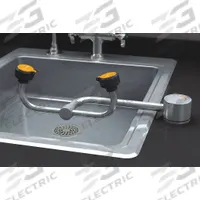 GUARDIAN EQUIPMENT Plumbed Eyewash: Std, Eyes Coverage, Swing Down, Center, Stainless Steel Pipe (MPN G1895). Key specifications — Activation: Swing Down; Counter Mount Location: Center; Brand: GUARDIAN EQUIPMENT.
