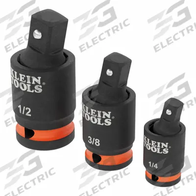 KLEIN TOOLS Impact Sockets: 1/2 in_1/4 in_3/8 in Input Drive Size, Square - Flex Hand Socket Adapter Sets