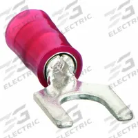 PANDUIT Fork Terminals: Red, Nylon, #6 Stud Size, 22 AWG – 18 AWG Wire Range, Std Fork, 600 V (MPN PN18-6F-C). Key specifications — Barrel Style: Insulation Grip; Manufacturer Part Number: PN18-6F-C; Brand: PANDUIT; Series: CT.