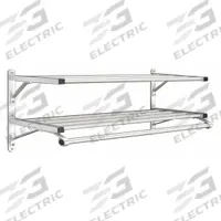 GLARO Wall-Mount Garment Rod: Rod Design (No ) Hooks, 18 1/2 in Overall Ht, 60 in Overall Wd, Silver (MPN 502-60SA). Key specifications — Color: Silver; Finish: Satin; Material: Aluminum.