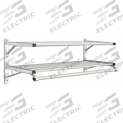 GLARO Wall-Mount Garment Rod: Rod Design (No ) Hooks, 18 1/2 in Overall Ht, 60 in Overall Wd - Wall-Mount Coat Hooks