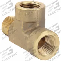 PARKER Metal Pipe Tee: Tee, CA377 Brass, 3/8 in x 3/8 in x 3/8 in, 3,000 psi, 2 7/16 in Lg (MPN 3/8 MRO-B). Key specifications — Maximum Operating Pressure: 3,000 psi.