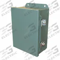 HAMMOND Electrical Enclosure: Steel, 8 in x 6 in x 4 in, NEMA 12/13/3R/4, Solid Cover, Hinged (MPN HJ863HLP). Key specifications — Closure Method: Clamps; Brand: HAMMOND; Knockouts: Not Included.
