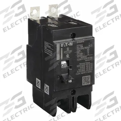 EATON Miniature Circuit Breaker: 15 A, 277/480V AC, Single Phase, 14kA at 277/480V AC - GHB Series, Bolt-On Eaton Cutler-Hammer Miniature Circuit Breakers