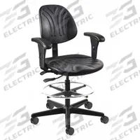 BEVCO Drafting Chair: Black, Plastic Material, Adj Arms Arm, 19 1/4 in Seat Wd, 17 1/2 in Seat Dp (MPN 7501D-AA-3750S/5). Key specifications — Brand: BEVCO; Tilting Back: Yes; Frame Material: Nylon; Frame Color: Black.