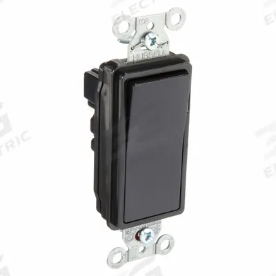 HUBBELL Wall Switch: Rocker Switch, Single Pole, Maintained, Black, 120/277V AC - Rocker Wall Switches